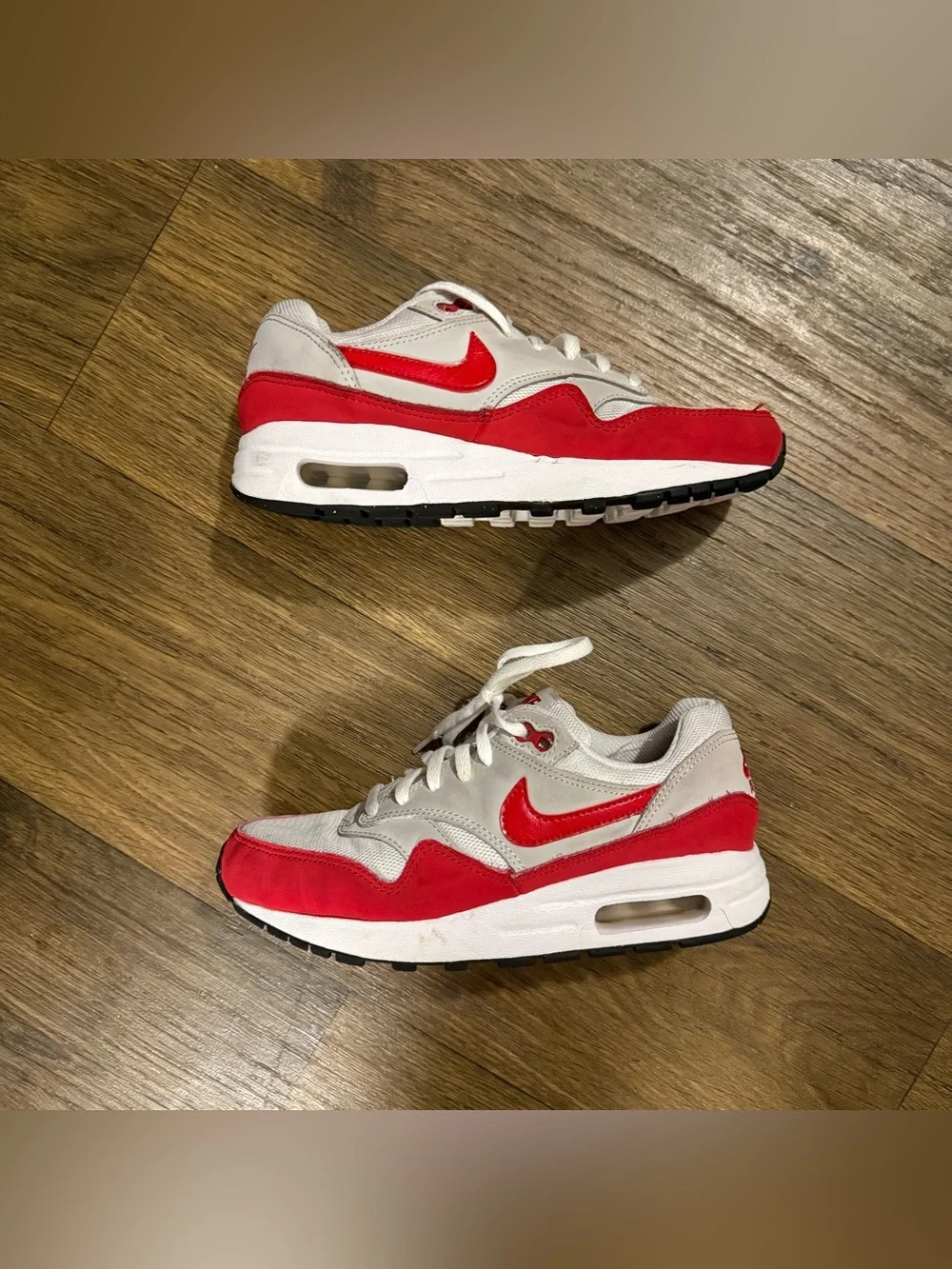 Nike White and Red Air Max 1 Sneakers Size 6 Women